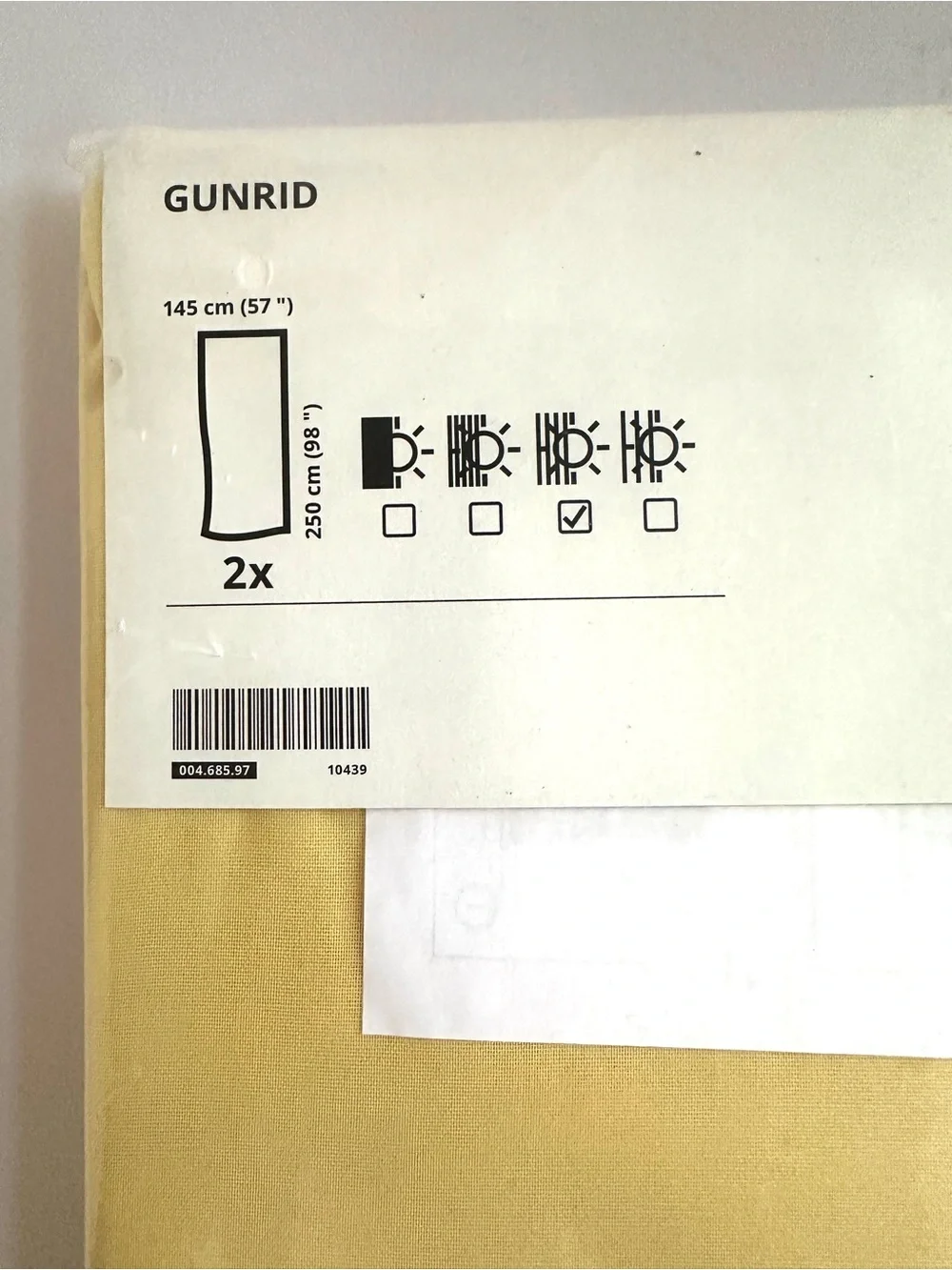 IKEA GUNRID AIR PURIFYING SOFT YELLOW CURTAINS DRAPERY PANELS NEW SEALED 57”x98”